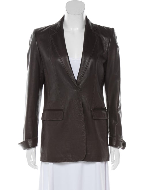 Elie Tahari Leather Blazer Brown