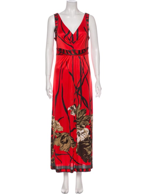 Elie Tahari Printed Maxi Dress Red