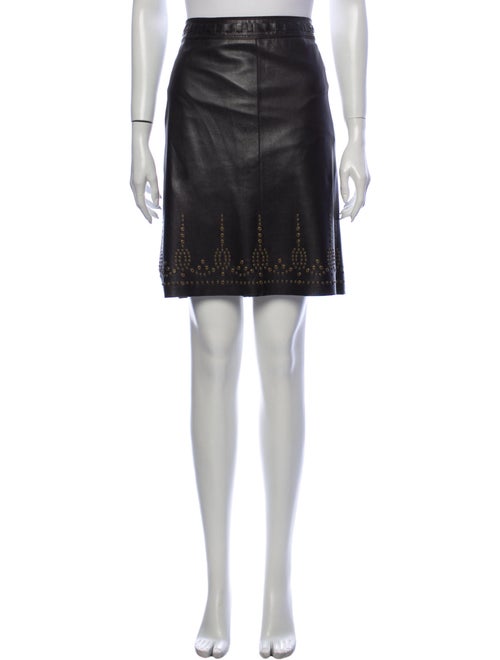 Elie Tahari Leather Long Skirt Brown