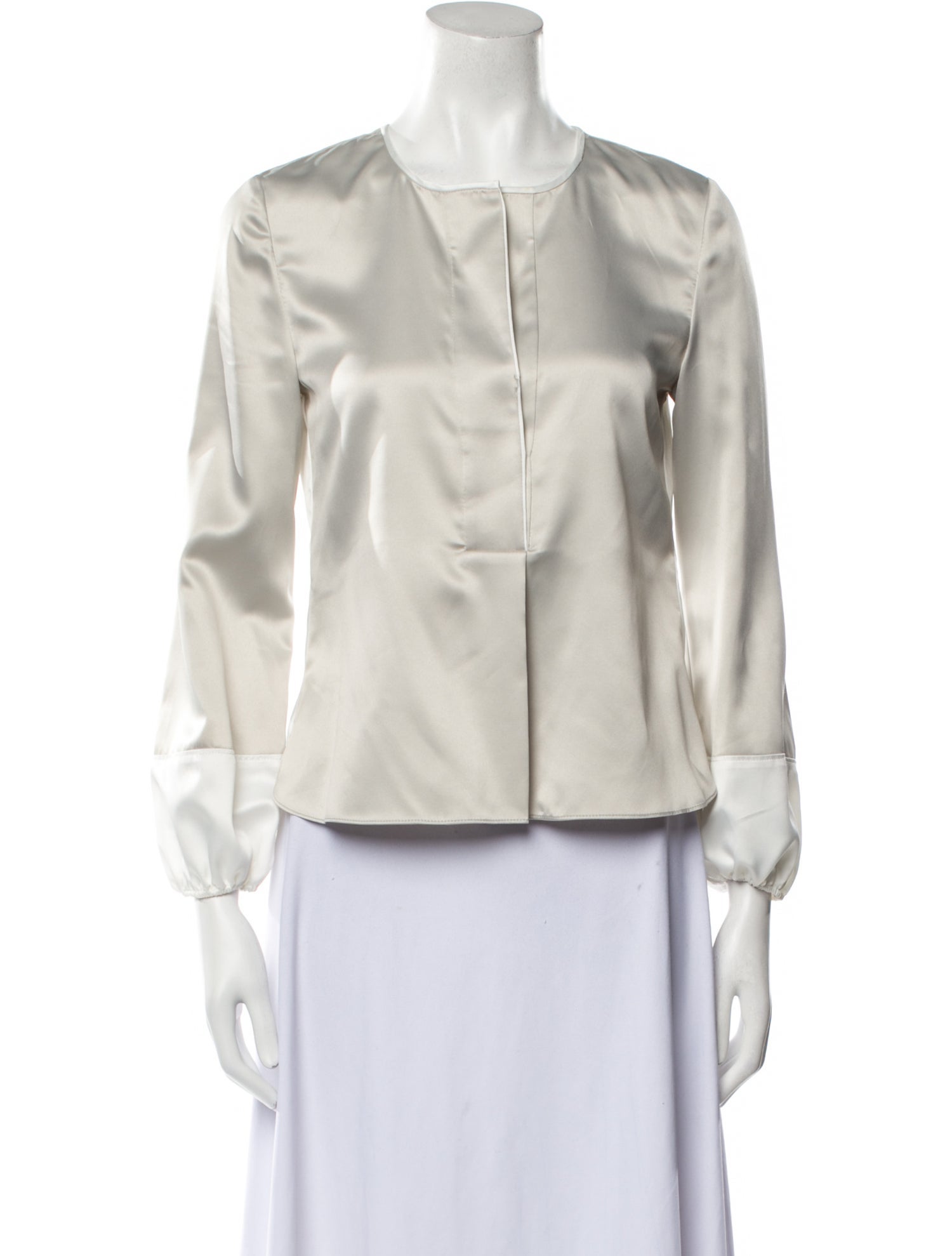 Elie Tahari Crew Neck Three-Quarter Sleeve Blouse