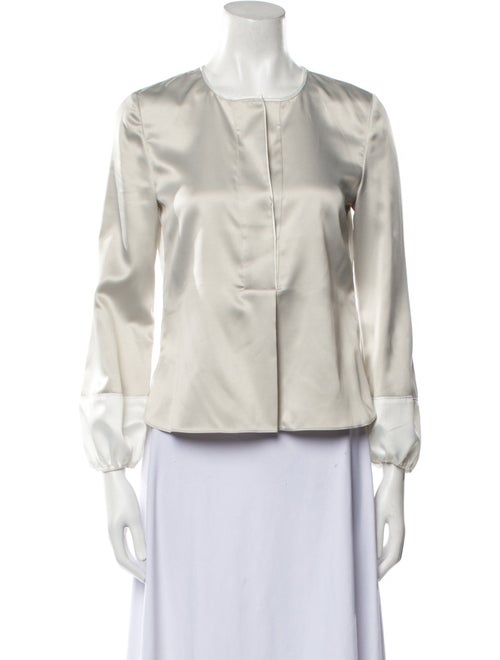 Elie Tahari Crew Neck Three-Quarter Sleeve Blouse