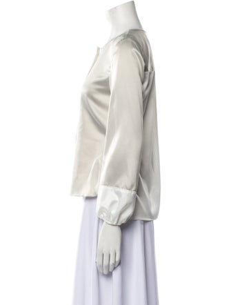 Elie Tahari Crew Neck Three-Quarter Sleeve Blouse