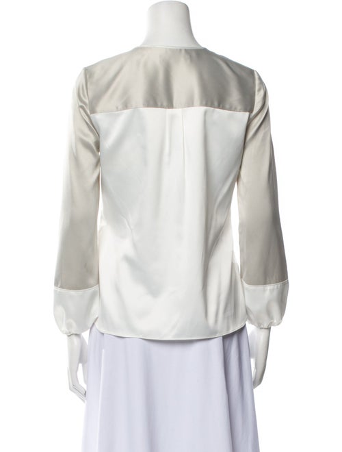 Elie Tahari Crew Neck Three-Quarter Sleeve Blouse