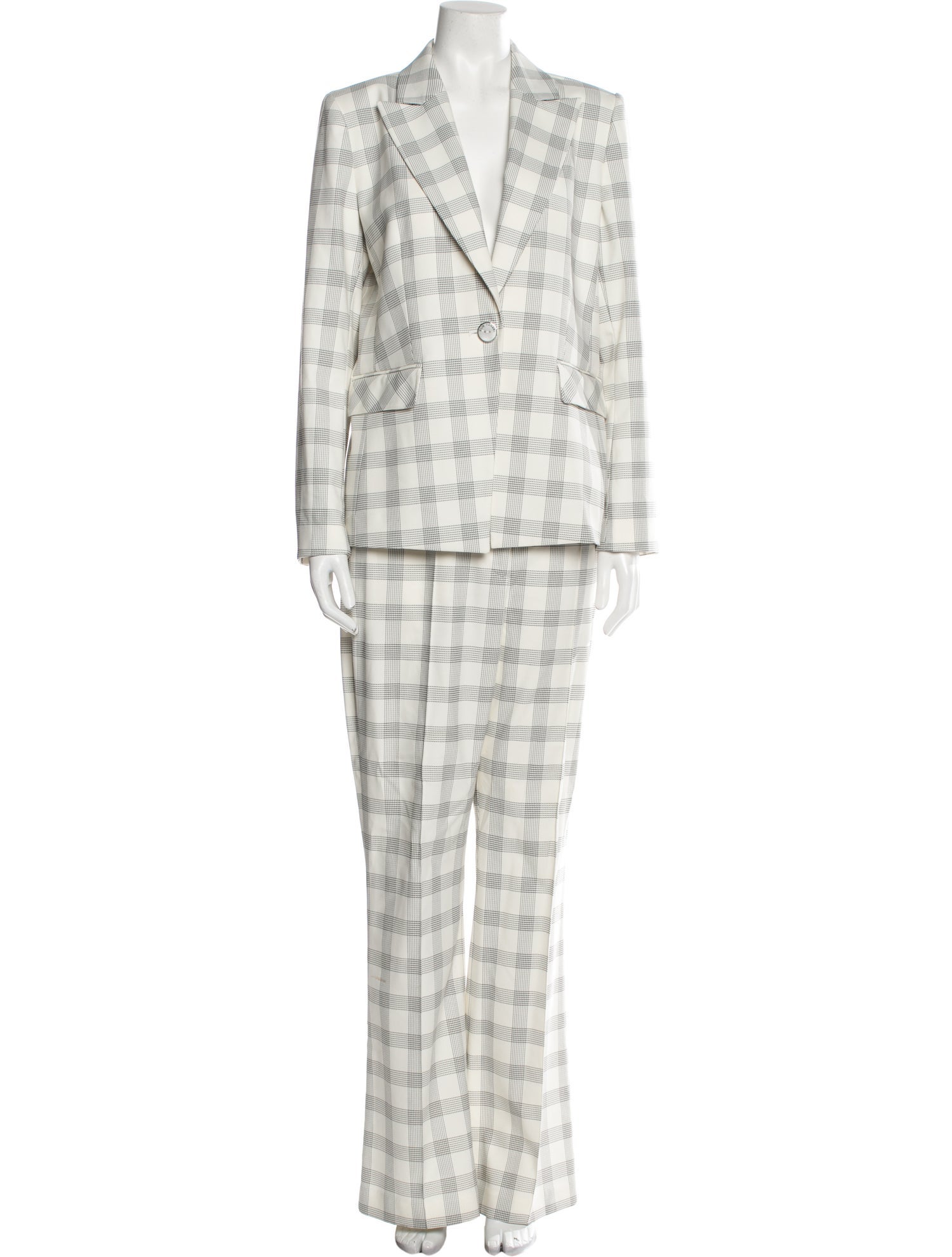 Elie Tahari Plaid Print Pant Set