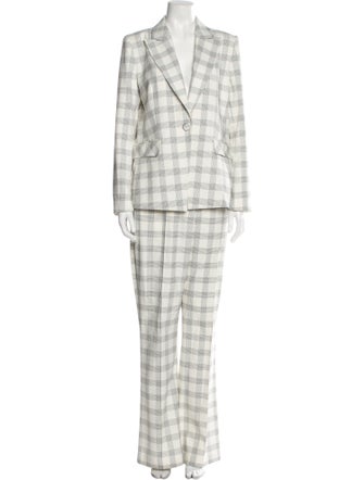 Elie Tahari Plaid Print Pant Set