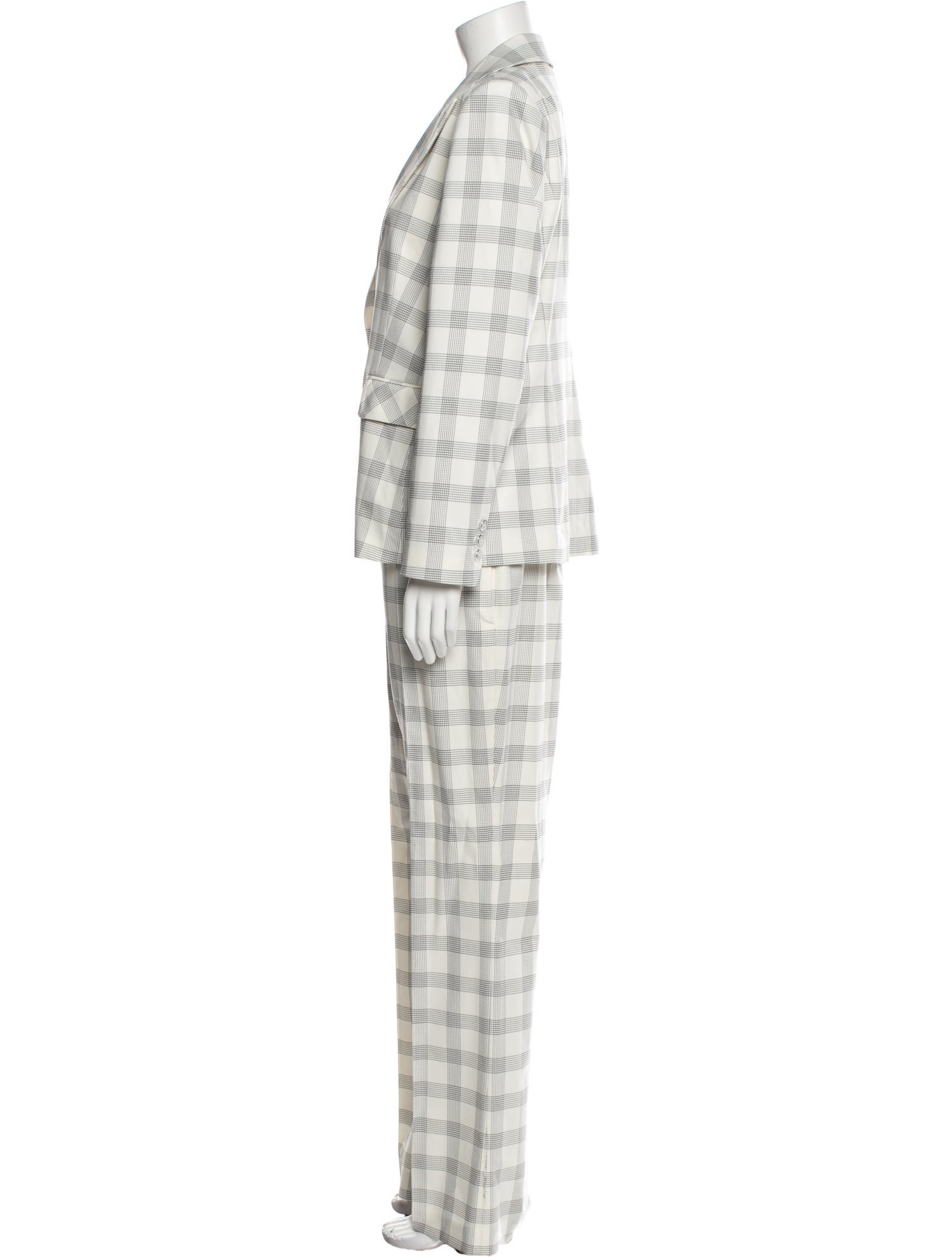Elie Tahari Plaid Print Pant Set