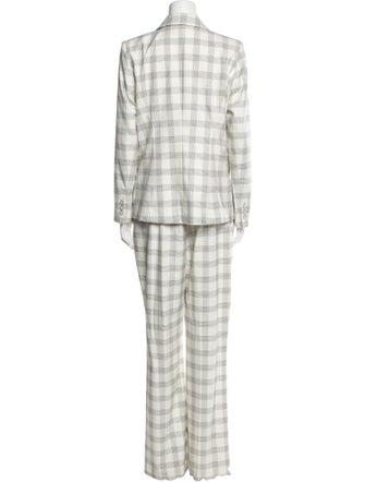 Elie Tahari Plaid Print Pant Set