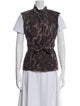 Elie Tahari Animal Print Mock Neck Button-Up Top
