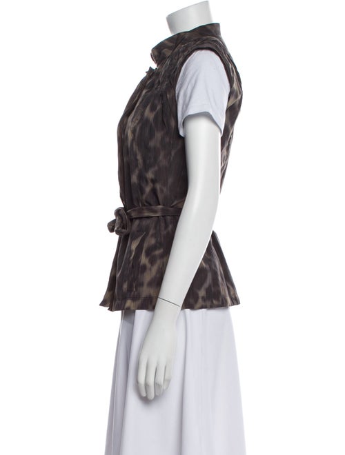 Elie Tahari Animal Print Mock Neck Button-Up Top