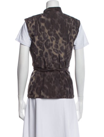 Elie Tahari Animal Print Mock Neck Button-Up Top