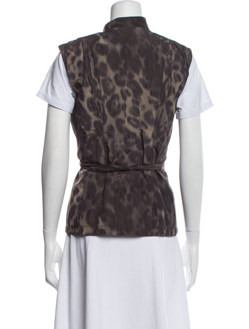 Elie Tahari Animal Print Mock Neck Button-Up Top