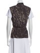 Elie Tahari Animal Print Mock Neck Button-Up Top