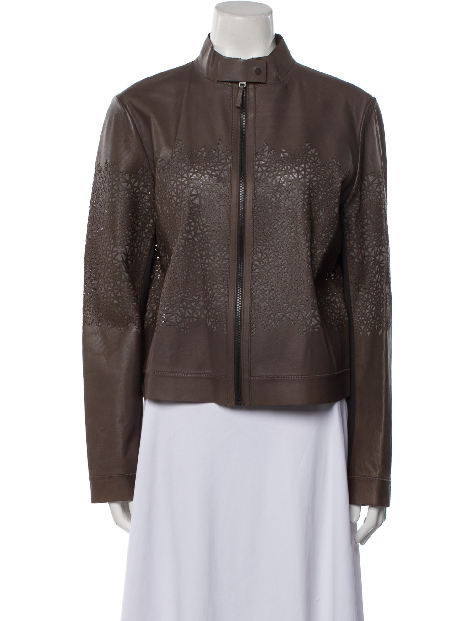 Elie Tahari Leather Bomber Jacket