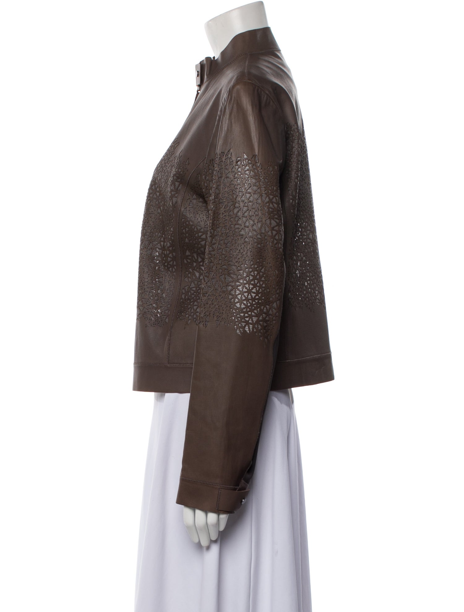 Elie Tahari Leather Bomber Jacket