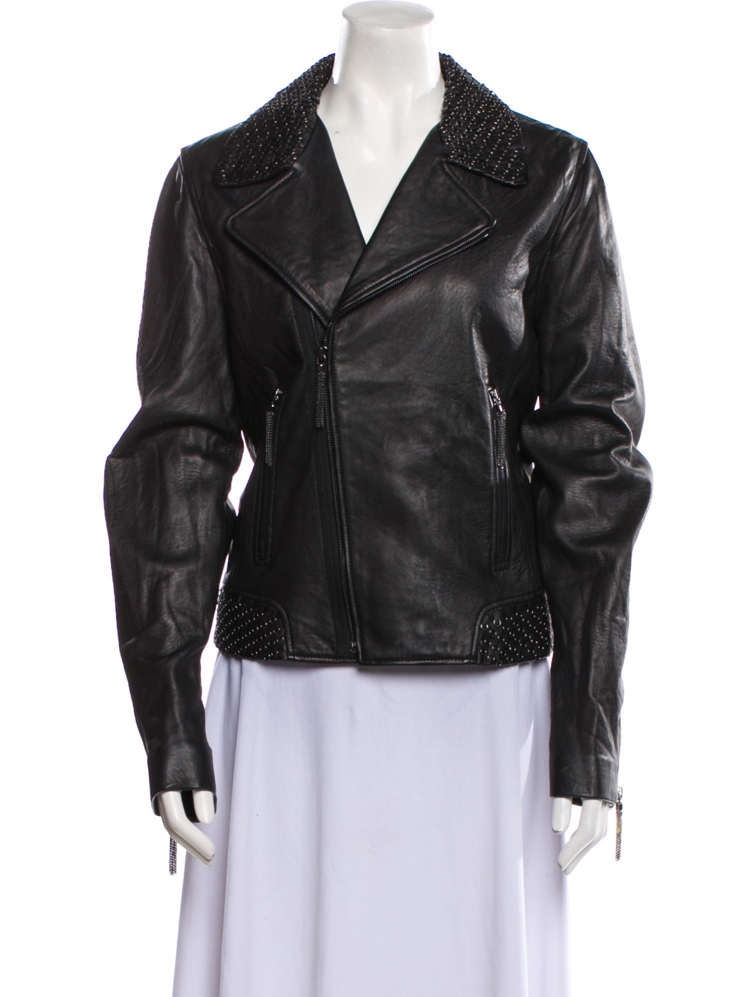Elie Tahari Leather Biker Jacket