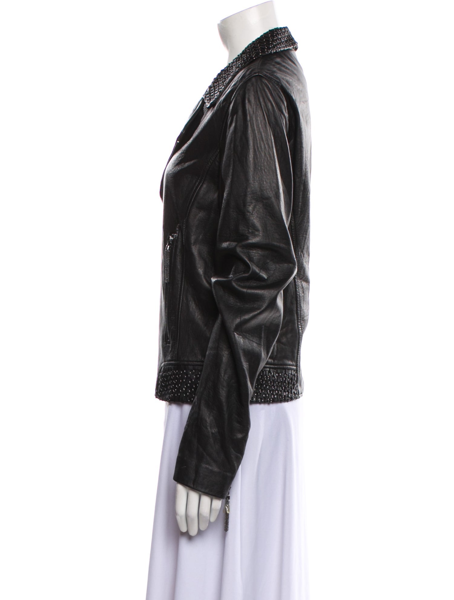 Elie Tahari Leather Biker Jacket