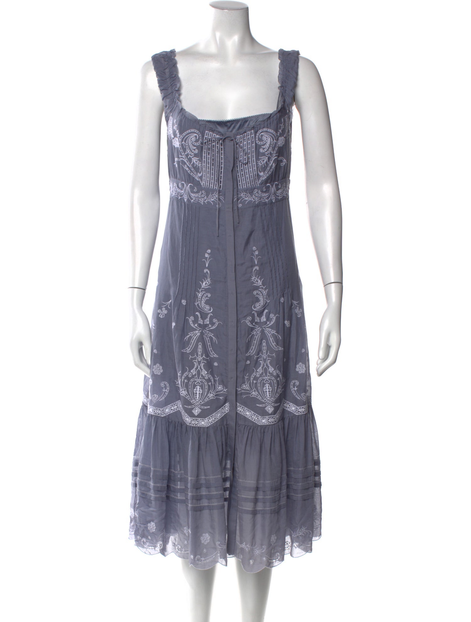 Elie Tahari Square Neckline Midi Length Dress