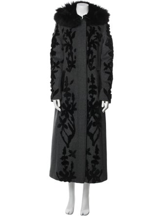 Elie Tahari Wool Faux Fur Coat