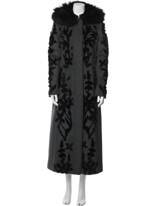 Elie Tahari Wool Faux Fur Coat