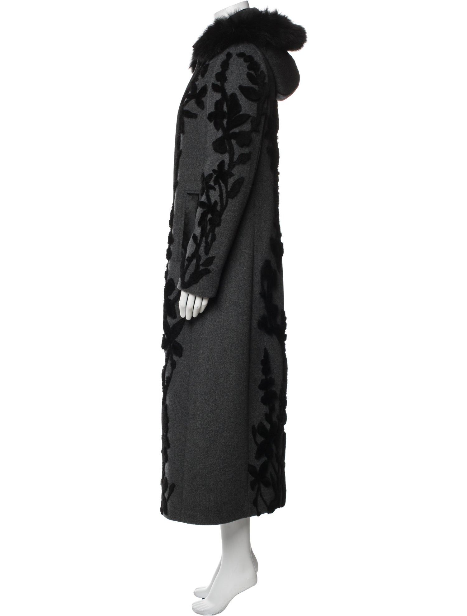 Elie Tahari Wool Faux Fur Coat