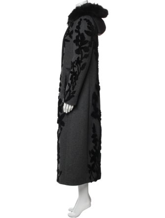 Elie Tahari Wool Faux Fur Coat