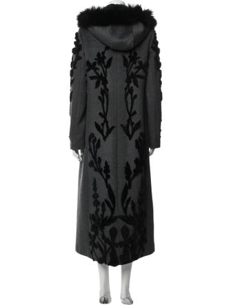 Elie Tahari Wool Faux Fur Coat