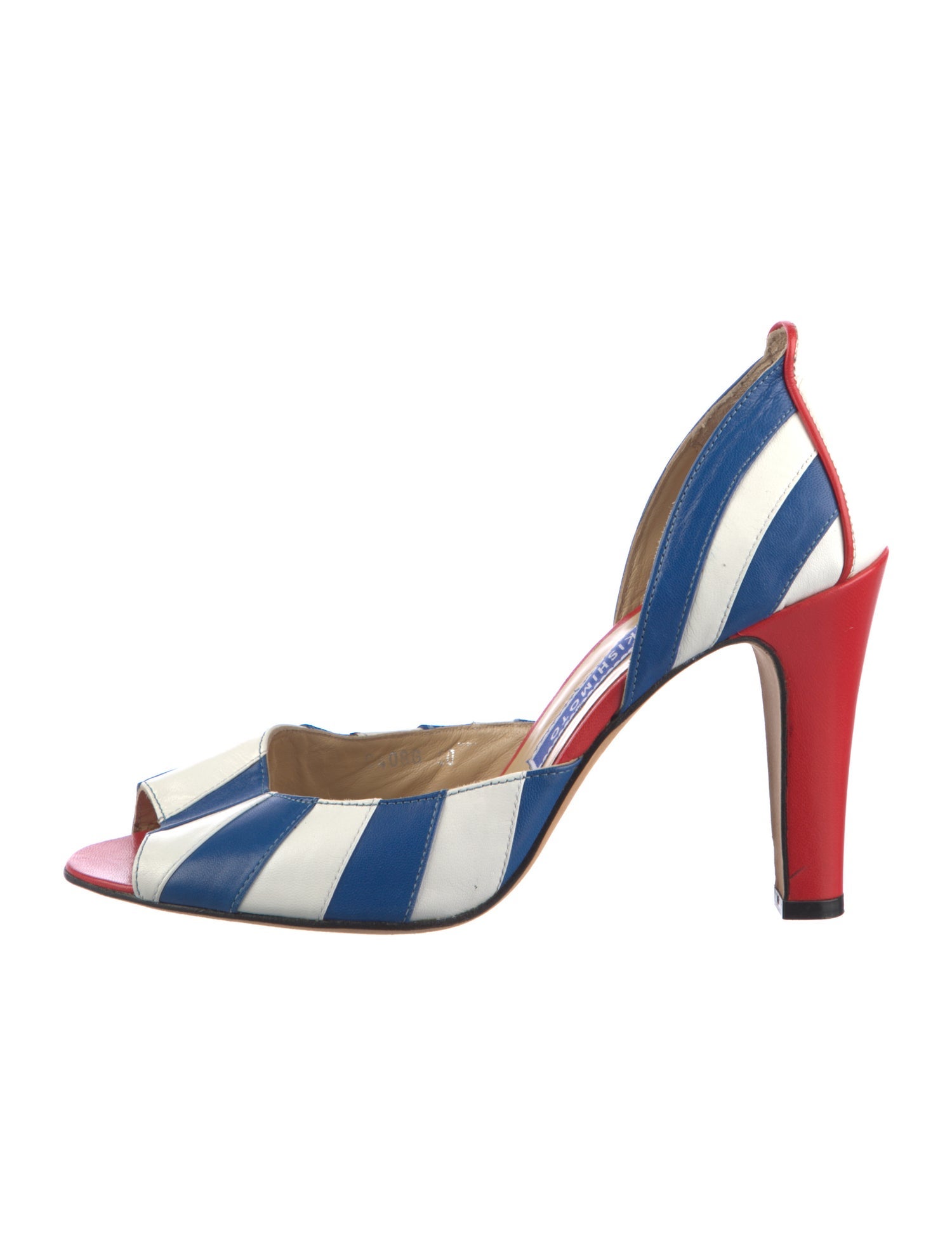 Eley Kishimoto Leather Striped D'Orsay Pumps