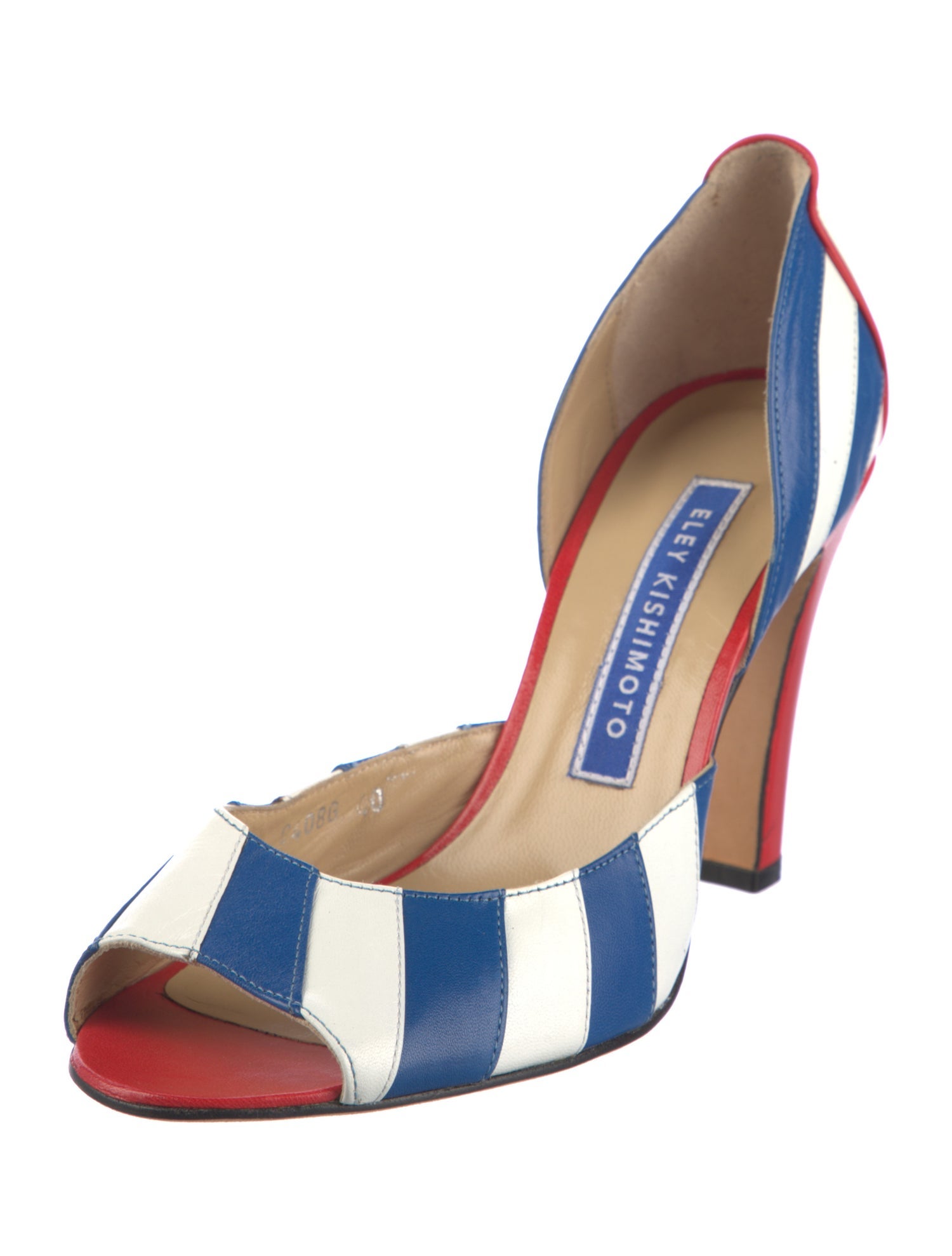 Eley Kishimoto Leather Striped D'Orsay Pumps