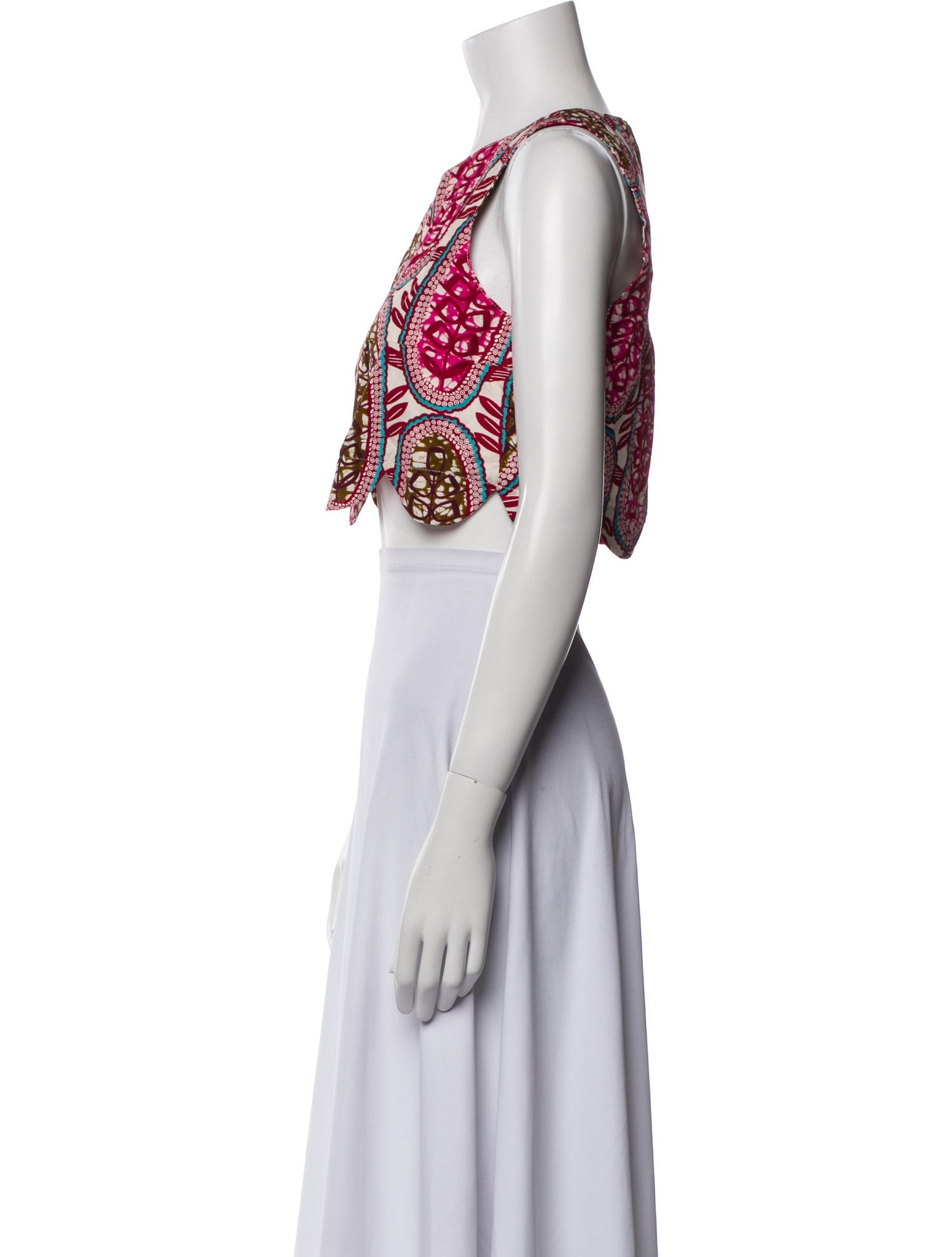 Eponine London Paisley Print Scoop Neck Crop Top