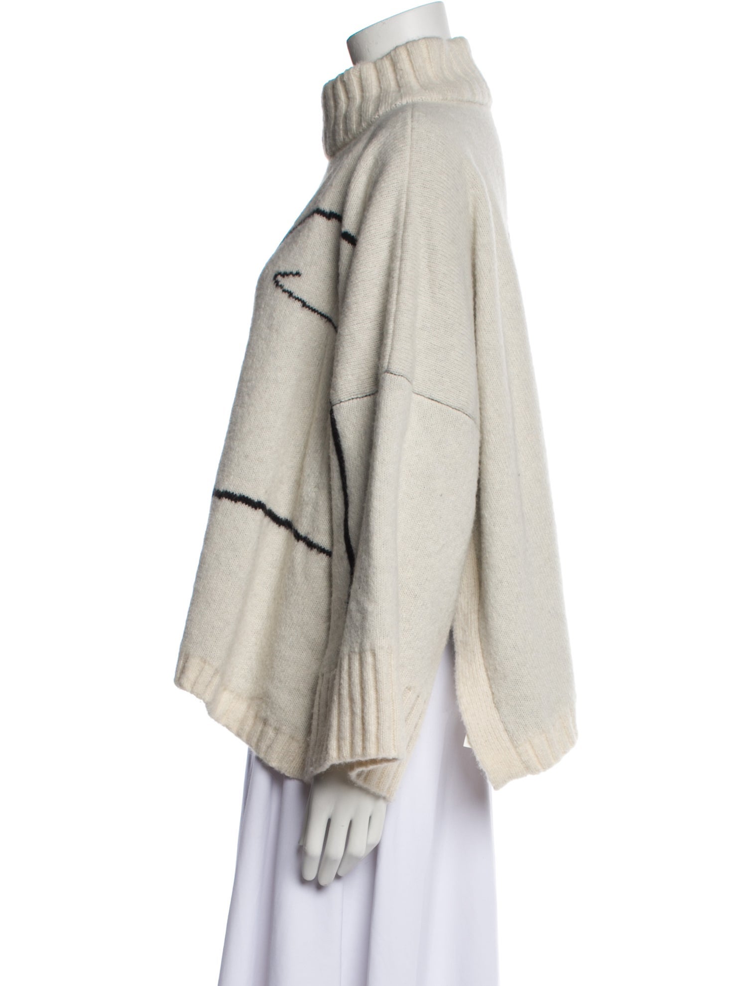 Eleven Six Graphic Print Turtleneck Sweater