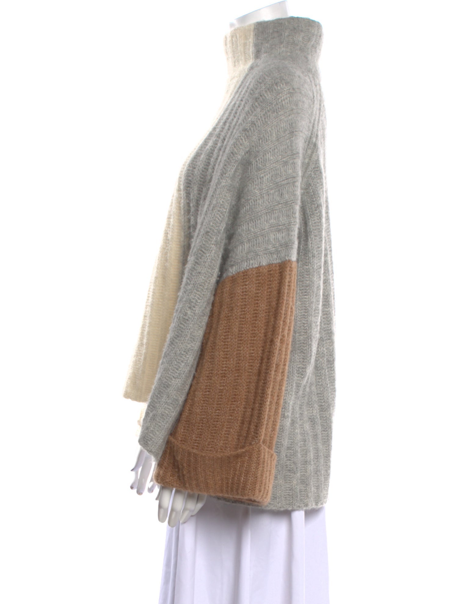 Eleven Six Colorblock Pattern Mock Neck Sweater