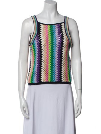 Eleven Six Striped Square Neckline Crop Top