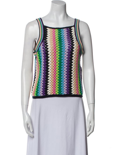 Eleven Six Striped Square Neckline Crop Top