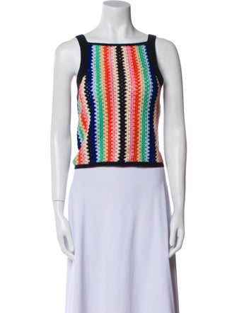 Eleven Six Striped Square Neckline Crop Top