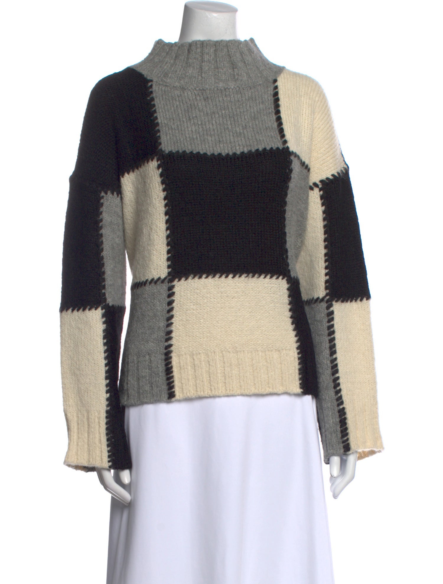 Eleven Six Alpaca Colorblock Pattern Sweater