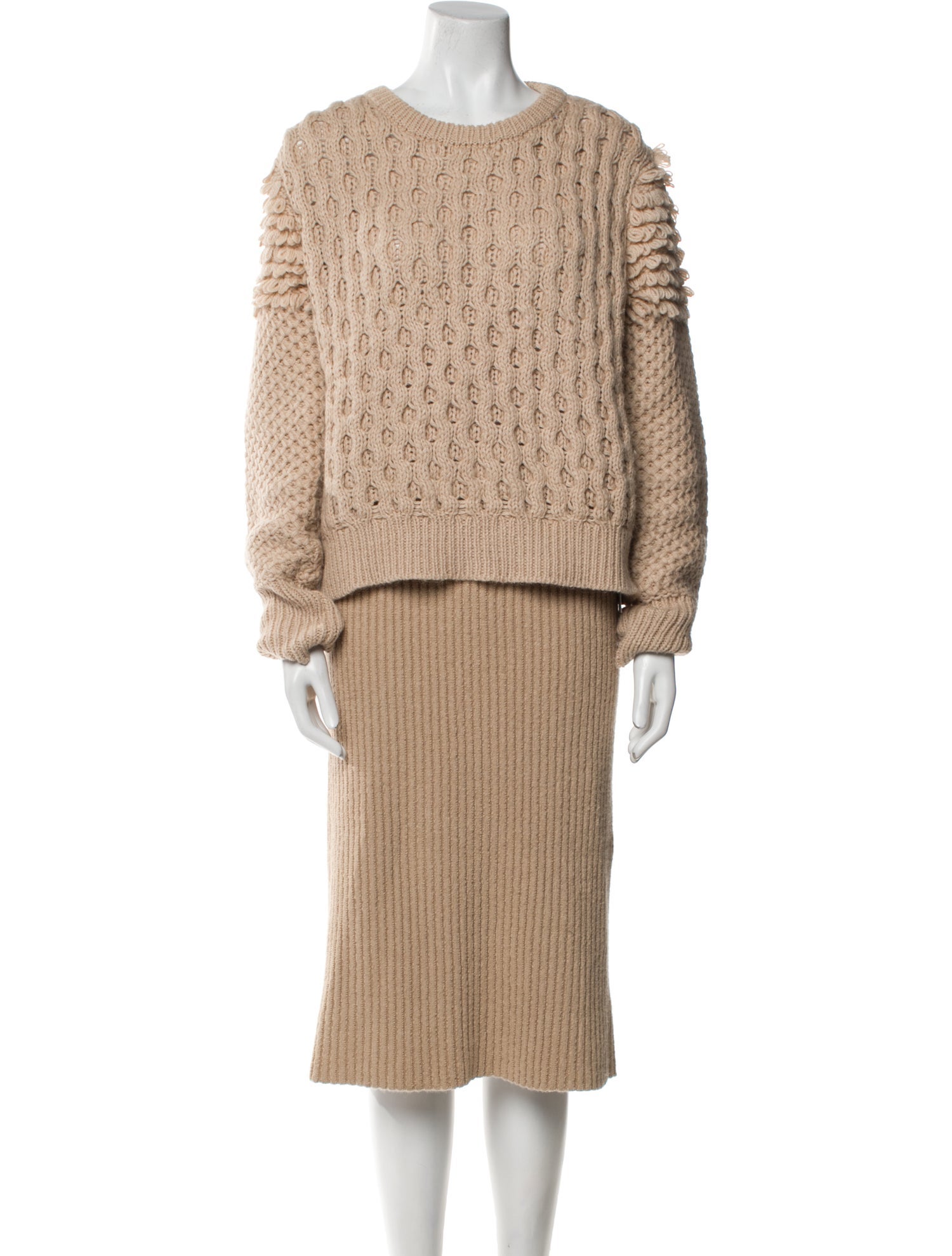 Eleven Six Alpaca Fringe Trim Accent Skirt Set