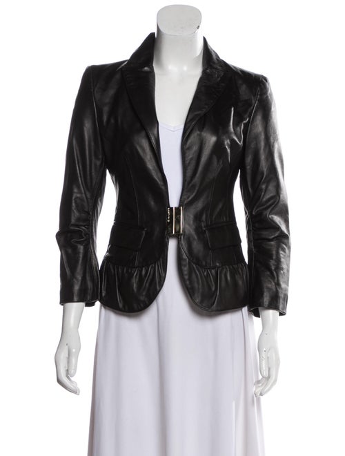 Elisabetta Franchi Leather Blazer Black