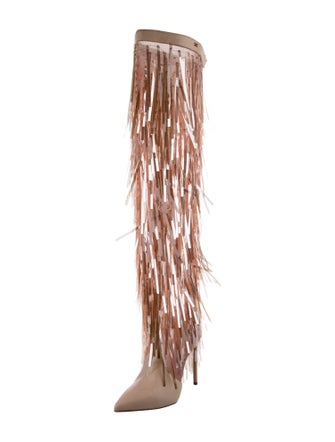 Elisabetta Franchi Leather Mesh Accents Boots