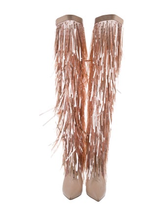 Elisabetta Franchi Leather Mesh Accents Boots