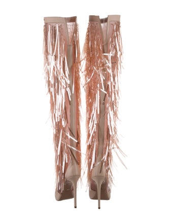 Elisabetta Franchi Leather Mesh Accents Boots