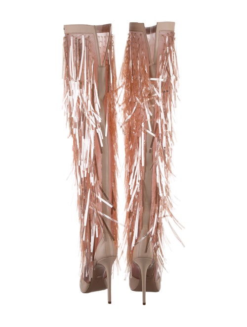 Elisabetta Franchi Leather Mesh Accents Boots