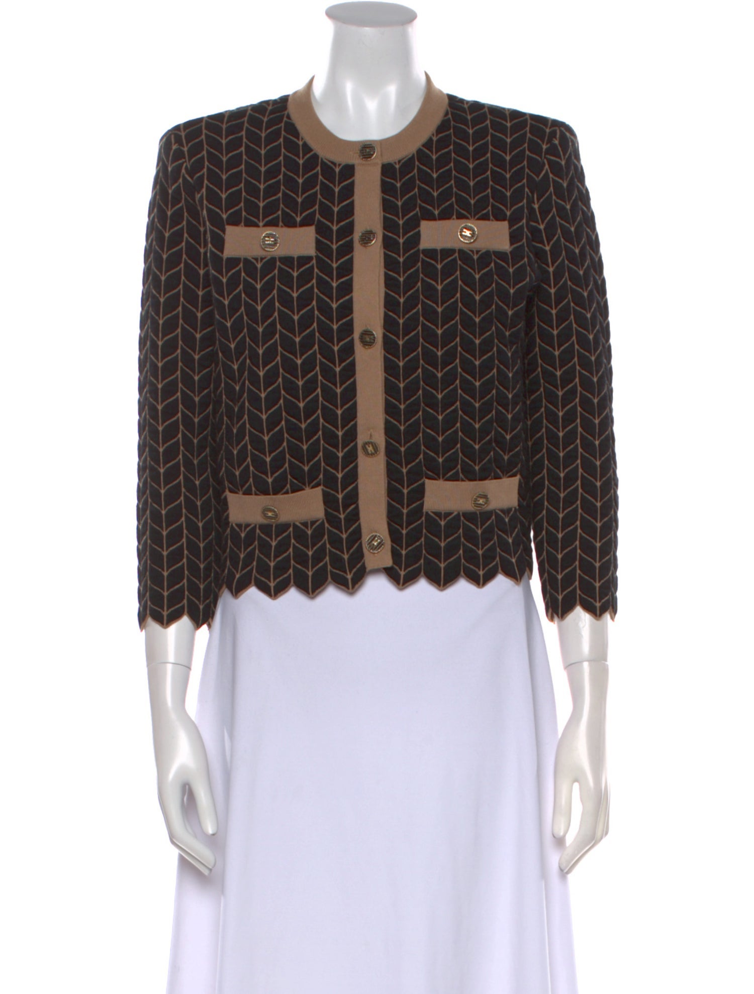 Elisabetta Franchi Printed Crew Neck Crop Top