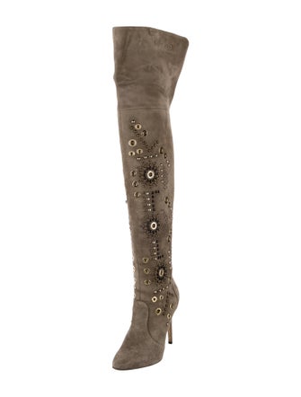 Elisabetta Franchi Suede Studded Accents Boots