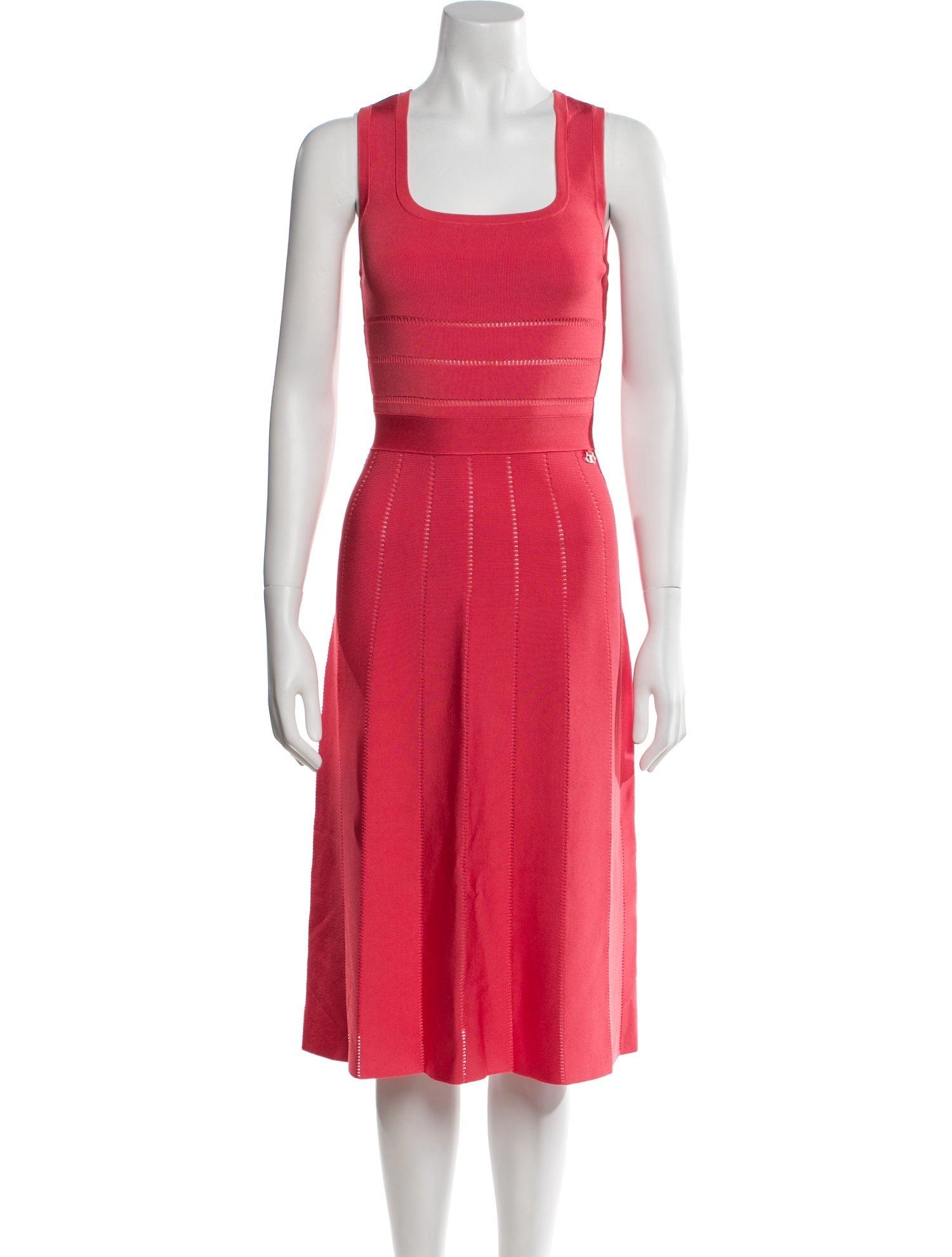 Elisabetta Franchi Square Neckline Midi Length Dress