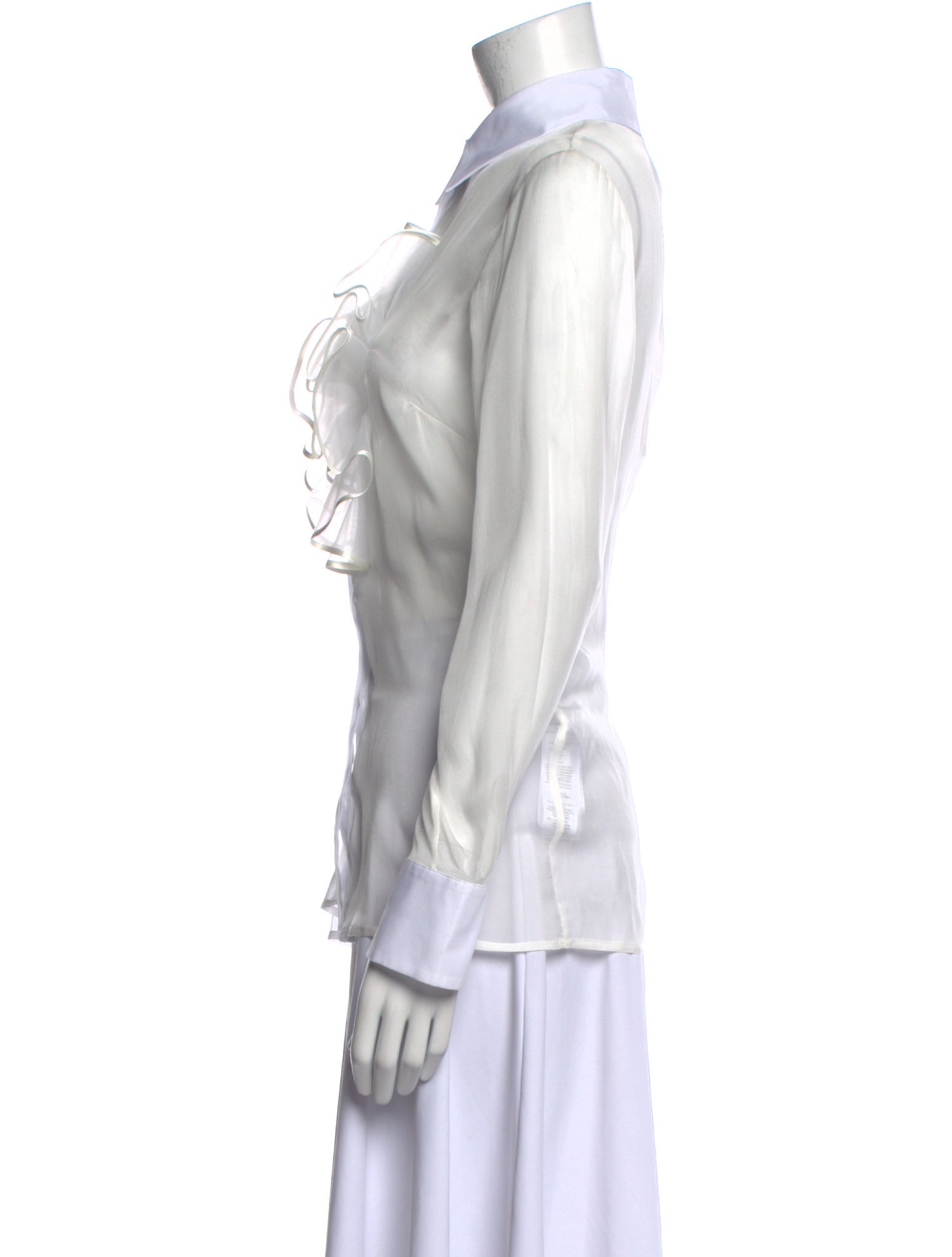 Elisabetta Franchi Silk Long Sleeve Button-Up Top