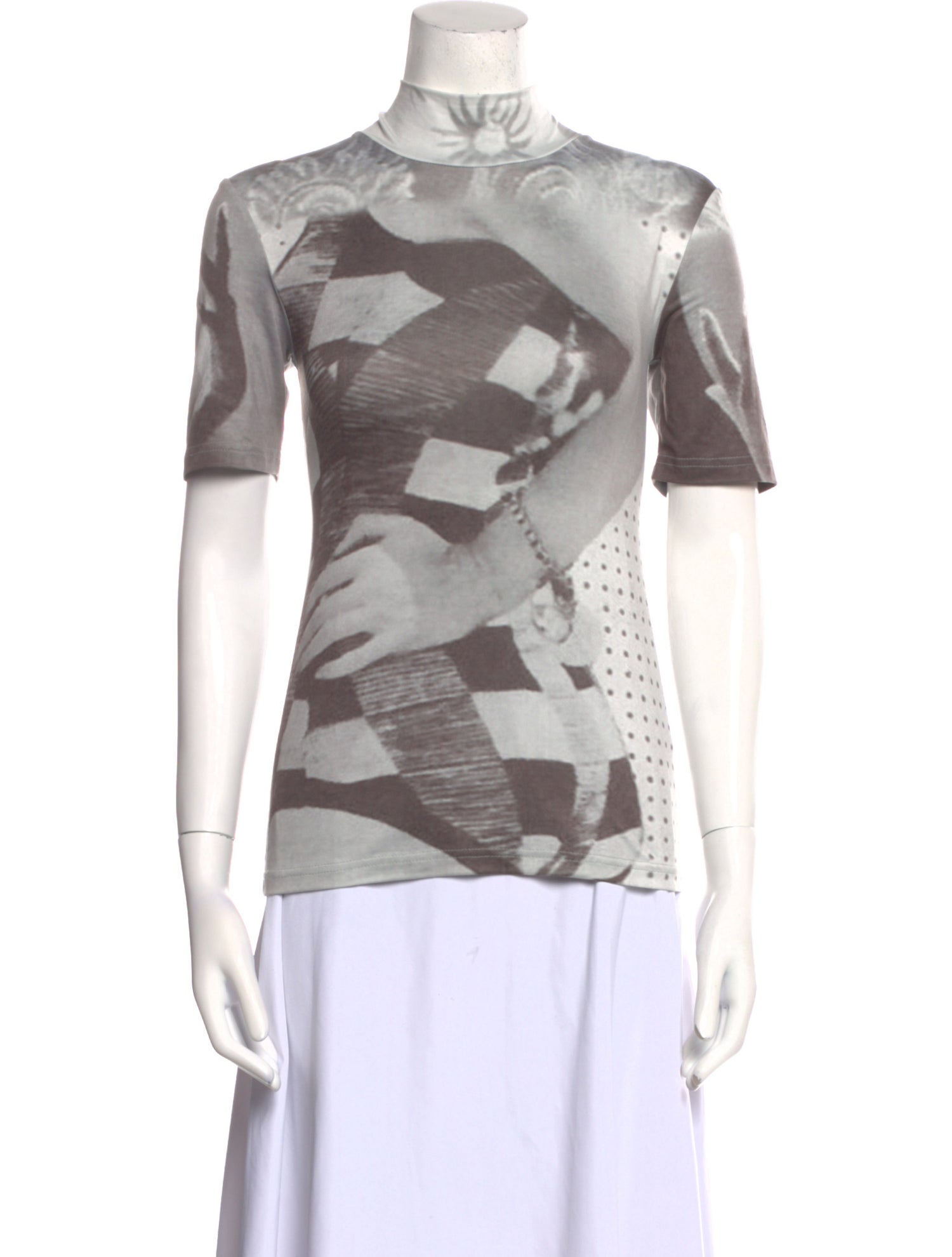 Elliss Printed Mock Neck T-Shirt w/ Tags