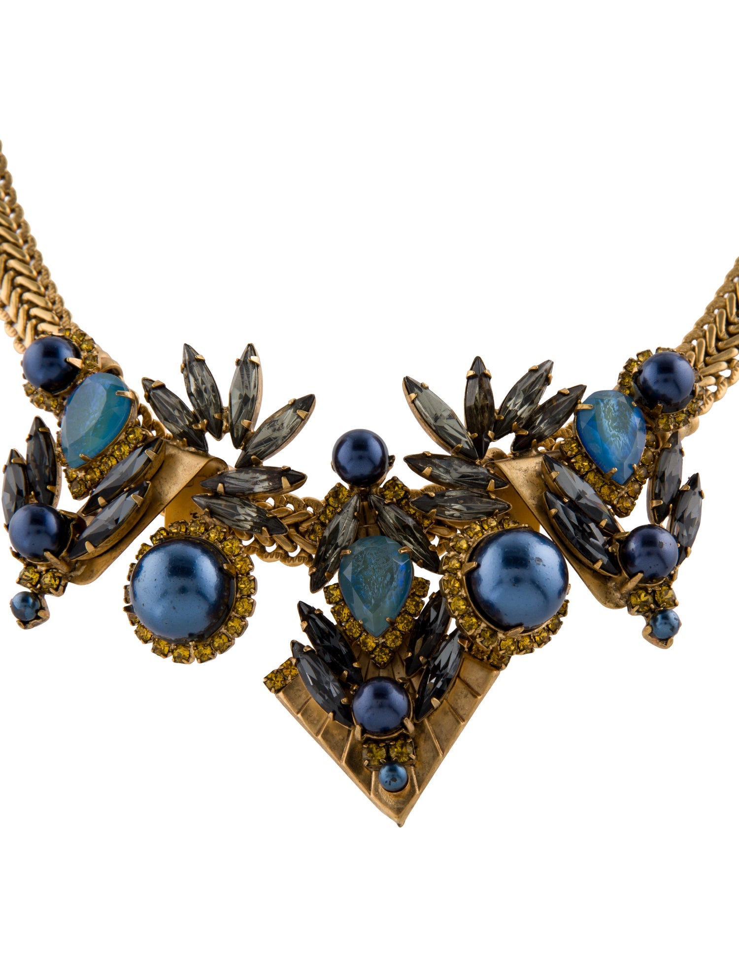 Elizabeth Cole Faux Pearl & Crystal Collar Necklace