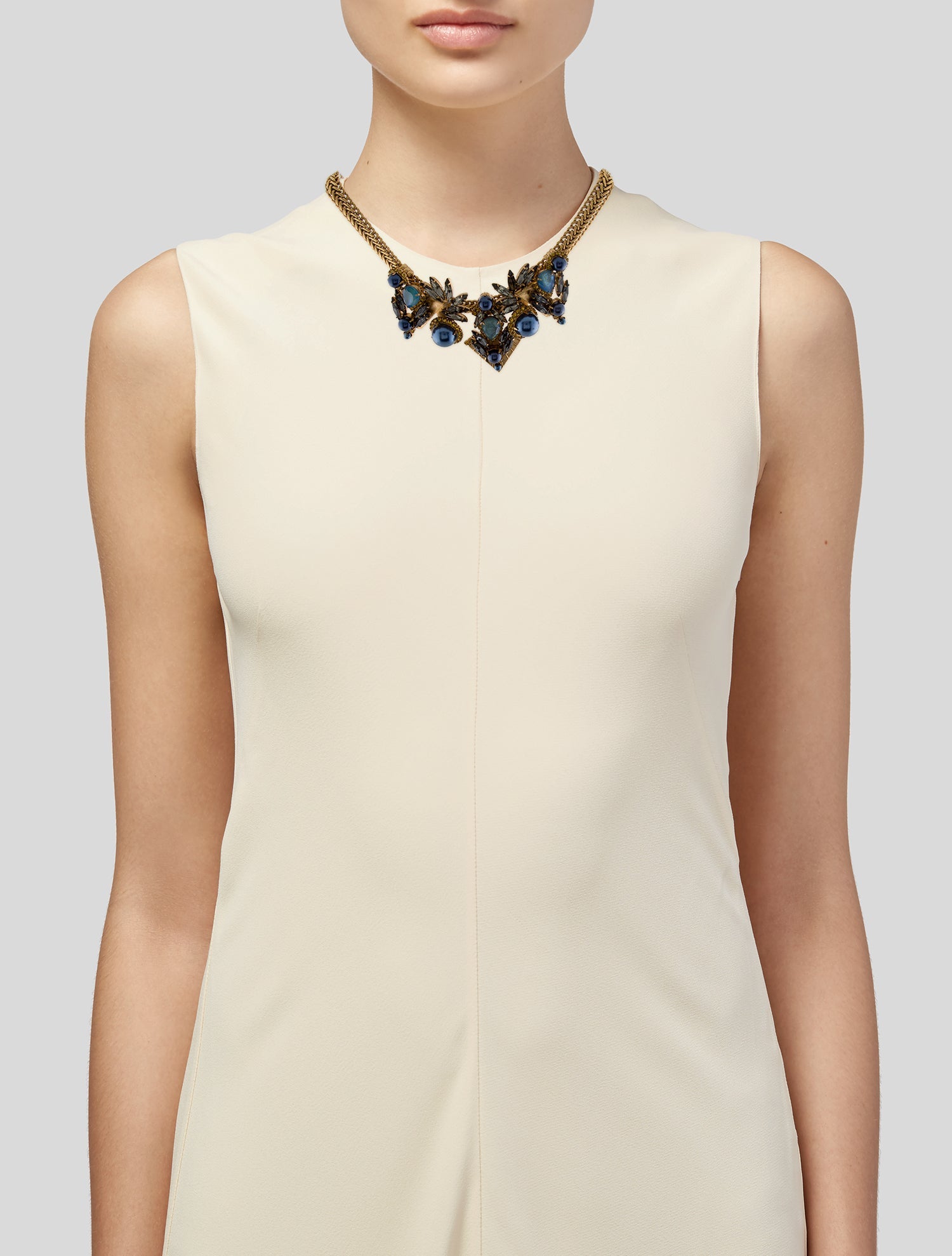 Elizabeth Cole Faux Pearl & Crystal Collar Necklace