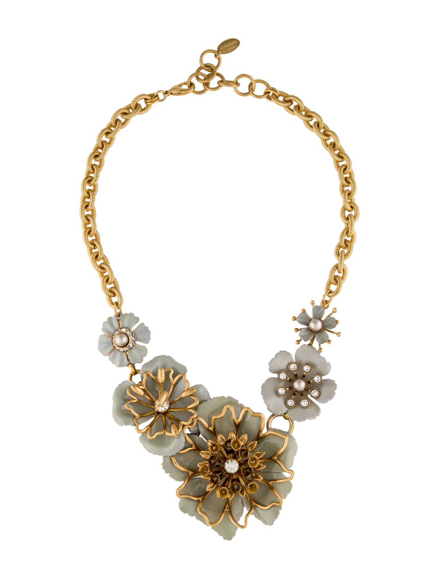 Elizabeth Cole Faux Pearl & Crystals Collar Necklace