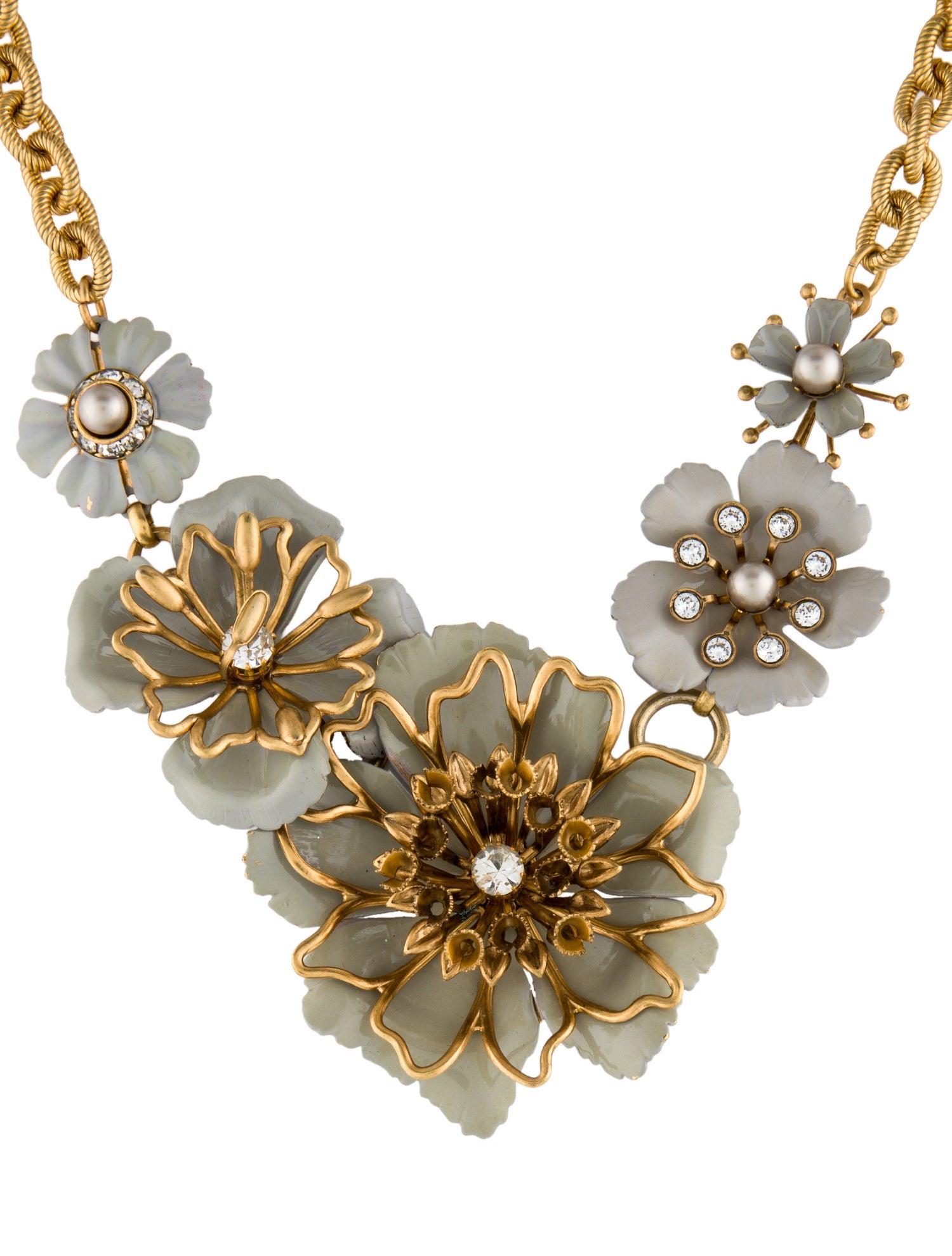 Elizabeth Cole Faux Pearl & Crystals Collar Necklace